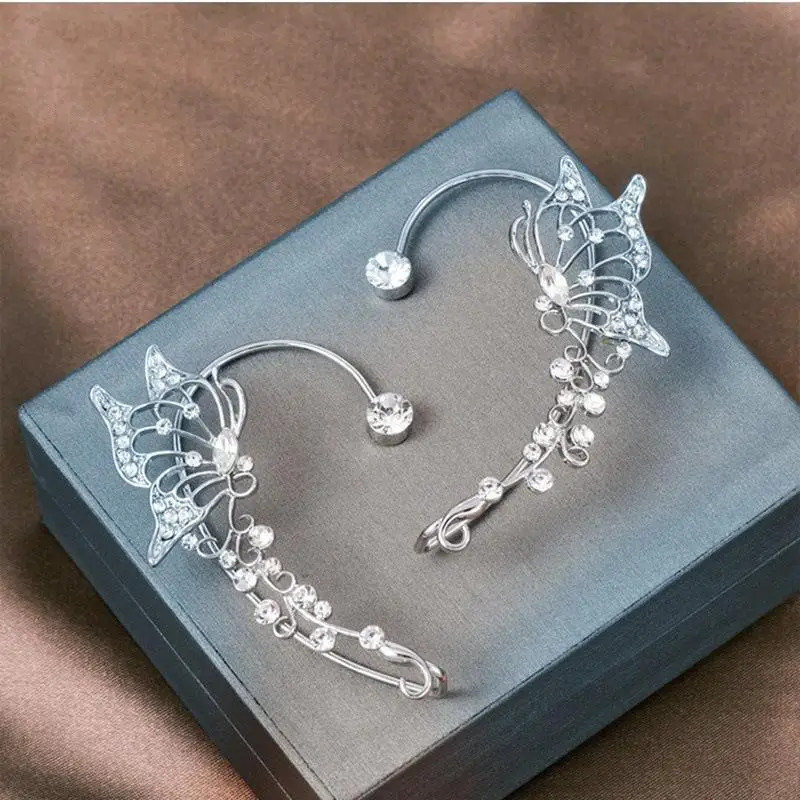 Korean Elf Butterfly Ear Cuff Without Piercing Clip Earrings for Women Elegant