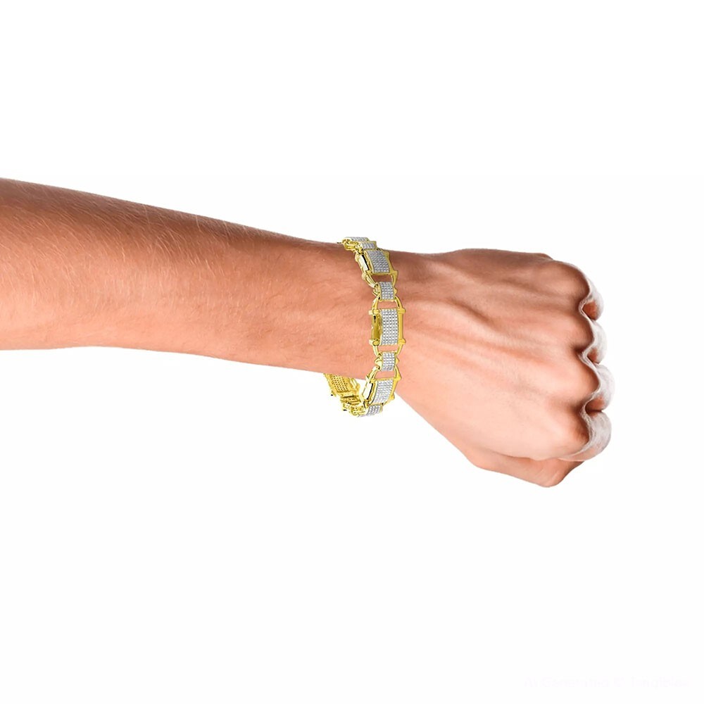 3.29 Ctw D/FL Brilliant Moissanite 14K Yellow Gold Over Men’s Bracelet 8.5″