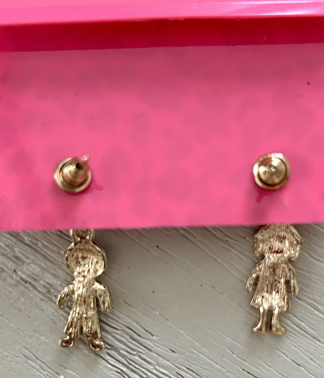Betsey Johnson DARLING Red Blue Enamel Crystal Boy Girl Dangle Earrings NWT