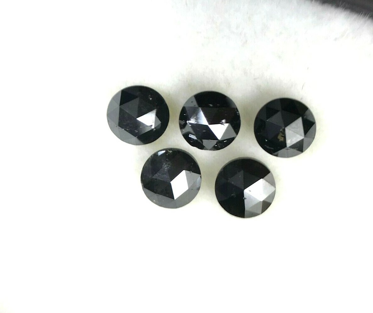 Lot Natural Fancydiamond 1.45tcw 5 Pcs Black Sparkling Round Rose Cut For Gift