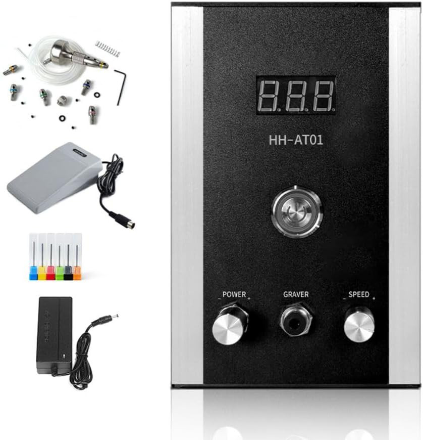 Air-Free Pneumatic Engraving Machine with Built-In Compressor for Jewelry