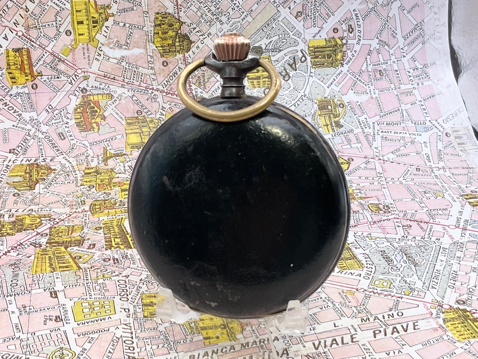 Burnished Iron Controller. decorated dial. 1900 .POCKET WATCH