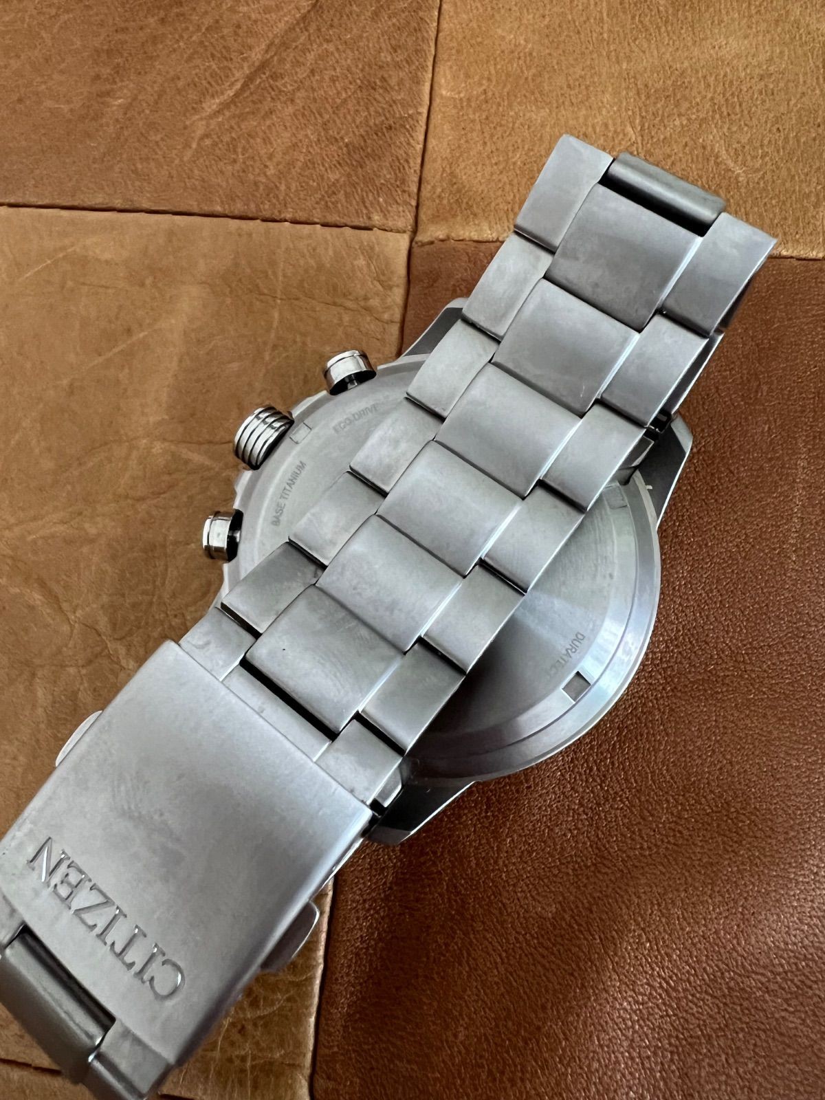 CITIZEN CA4570-88L Eco-Drive Chronograph Titanium Silver Blue Used Japan