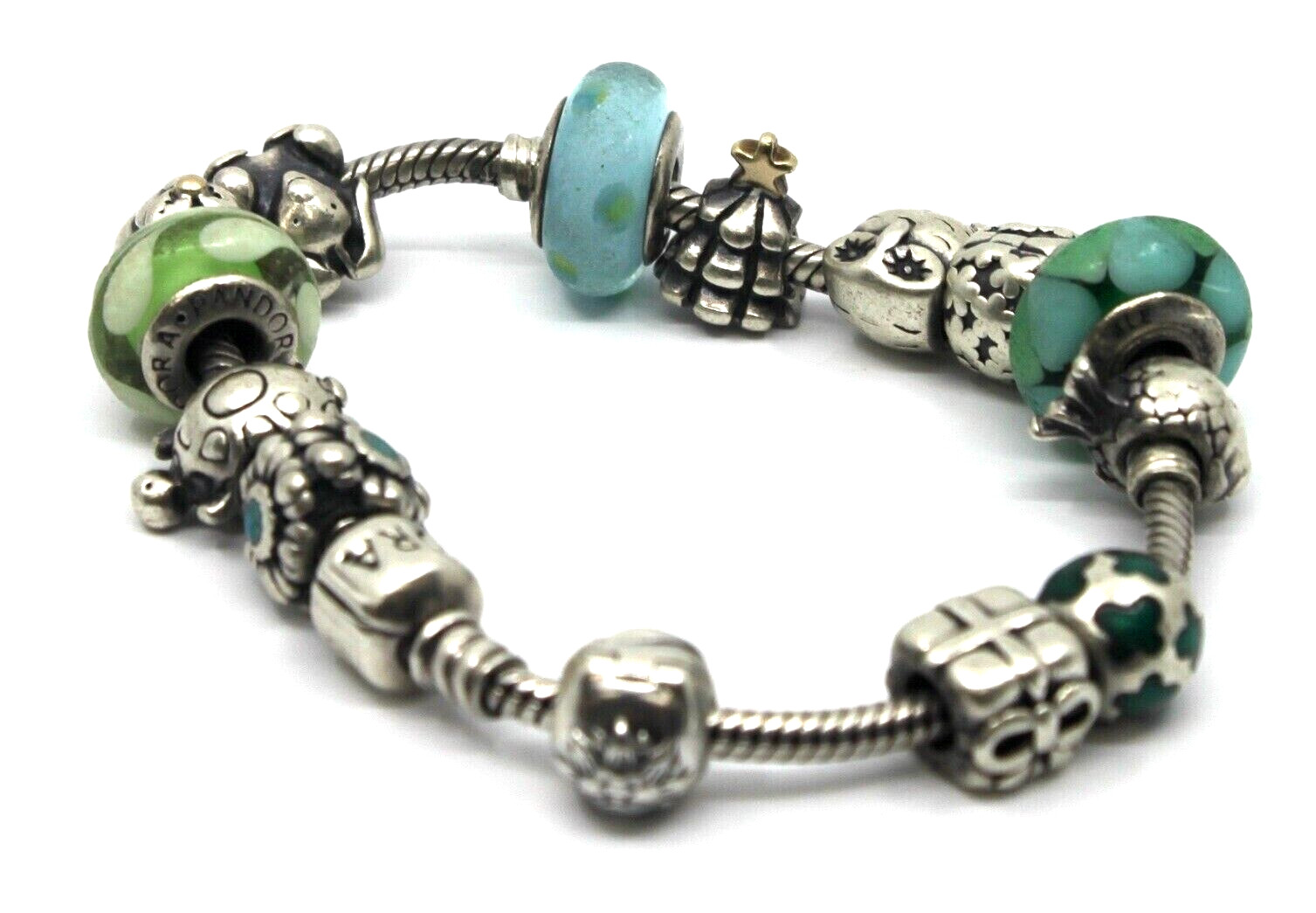 Sterling Silver Pandora 14 Charms Bracelet 7.5″inch Long