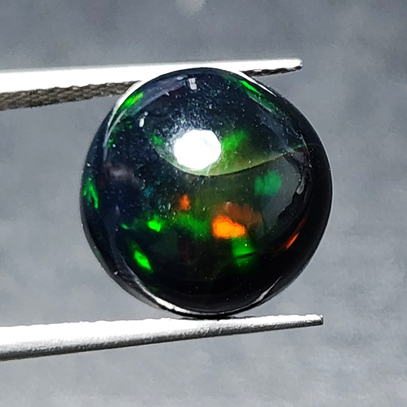 Natural Ethiopian Welo Honeycomb Black Opal Round AAA Fire Loose Gemstone 4.85Ct