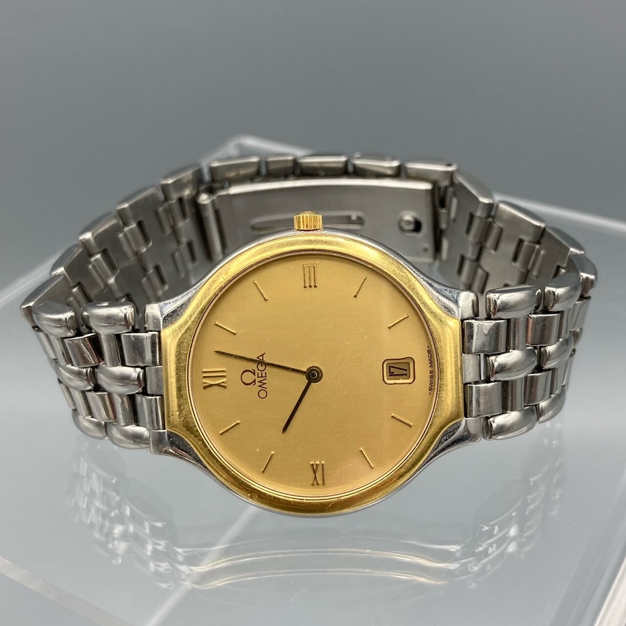 Omega Symbol Quartz Champagne Dial SS/18K Gold Watch 196 0316 396 1016