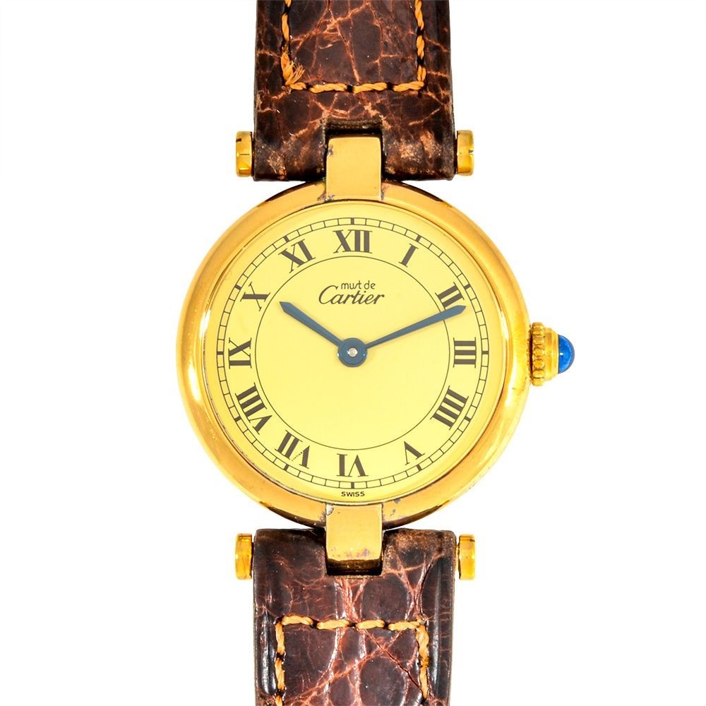 Vintage Cartier Must Vendome Vermeil 590004 Roman 24mm Women’s Qz Watch JP