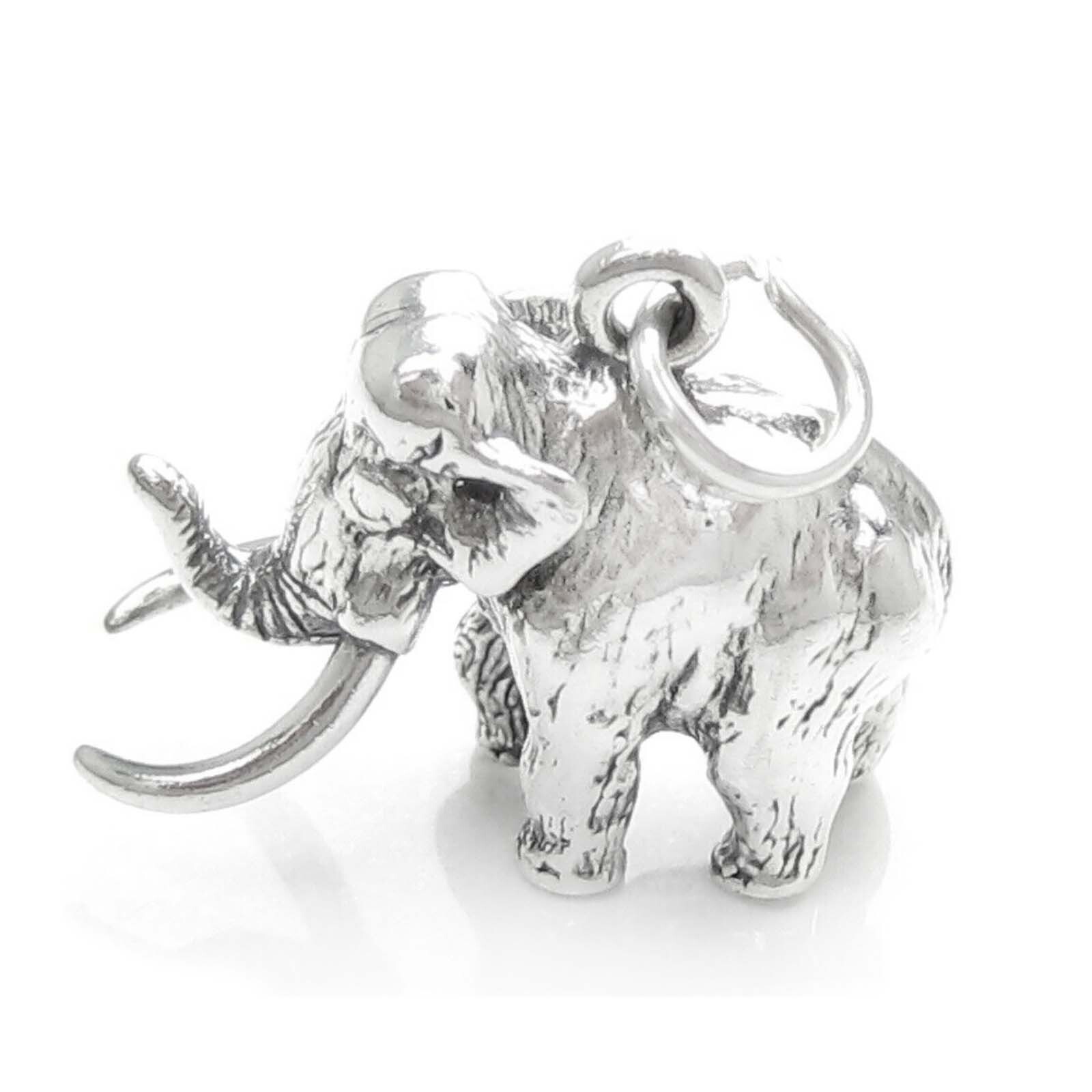 Wooly Mammoth Mastodon 3D 925 Solid Sterling Silver Charm Elephant MADE IN USA