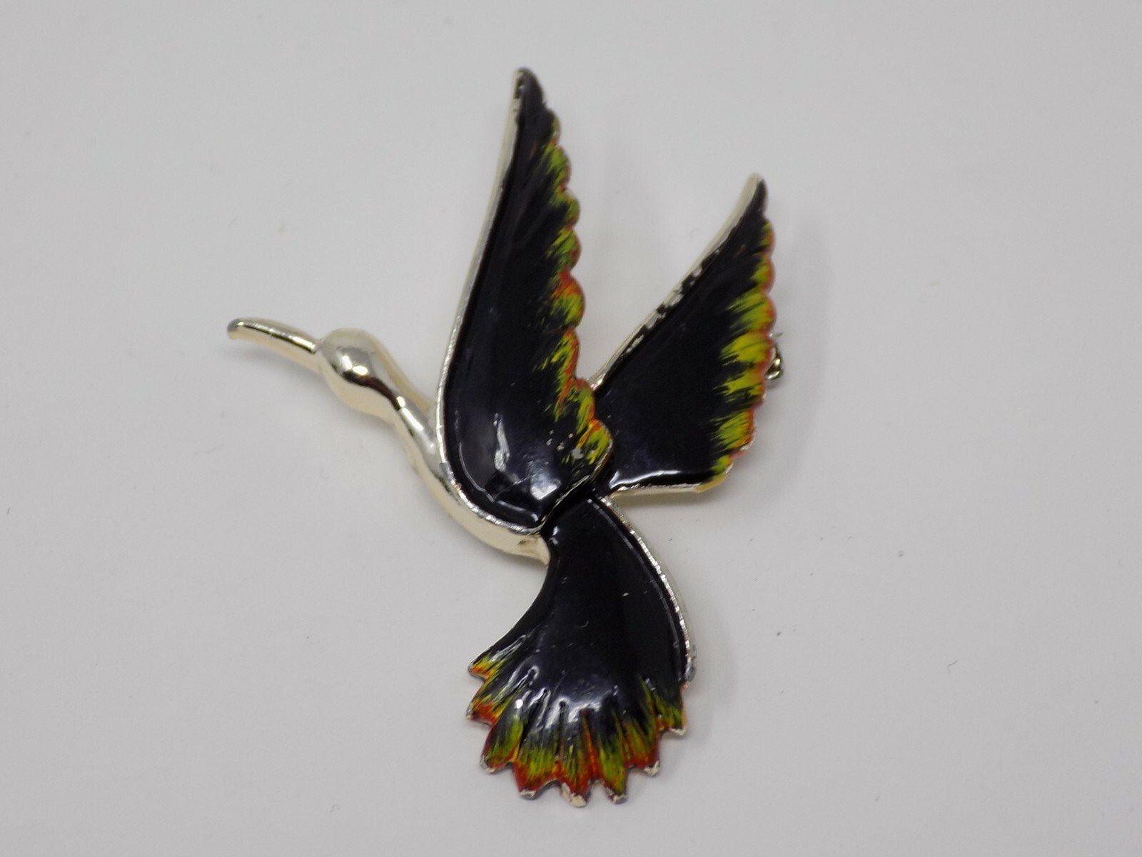 Vintage Signed Gerrys Blue Enamel Bird Duck in Flight Pin Brooch 2 1/8 inches