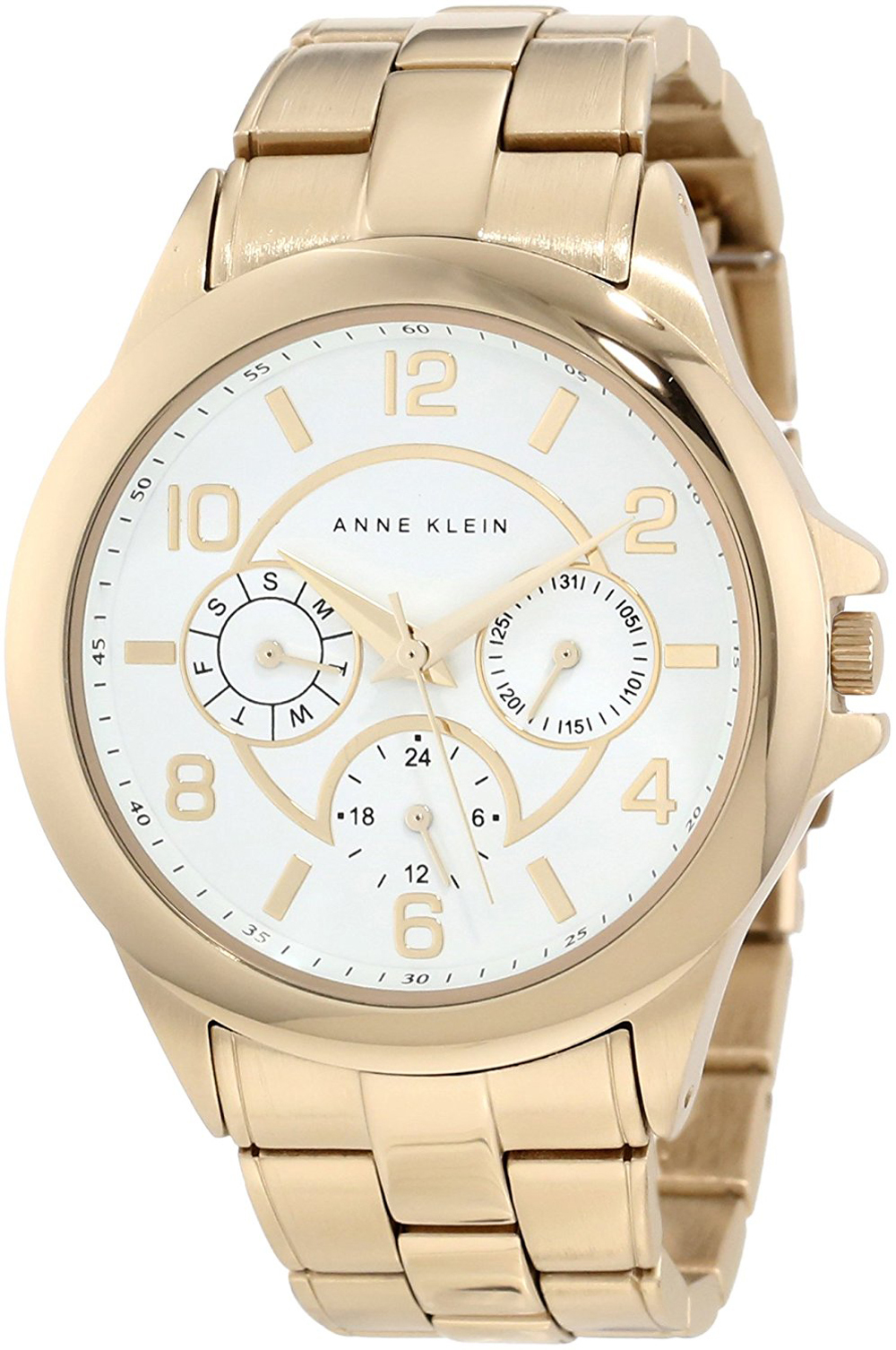 Anne Klein AK/1026WTGB White Dial Gold Tone Stianless Steel Women’s Watch