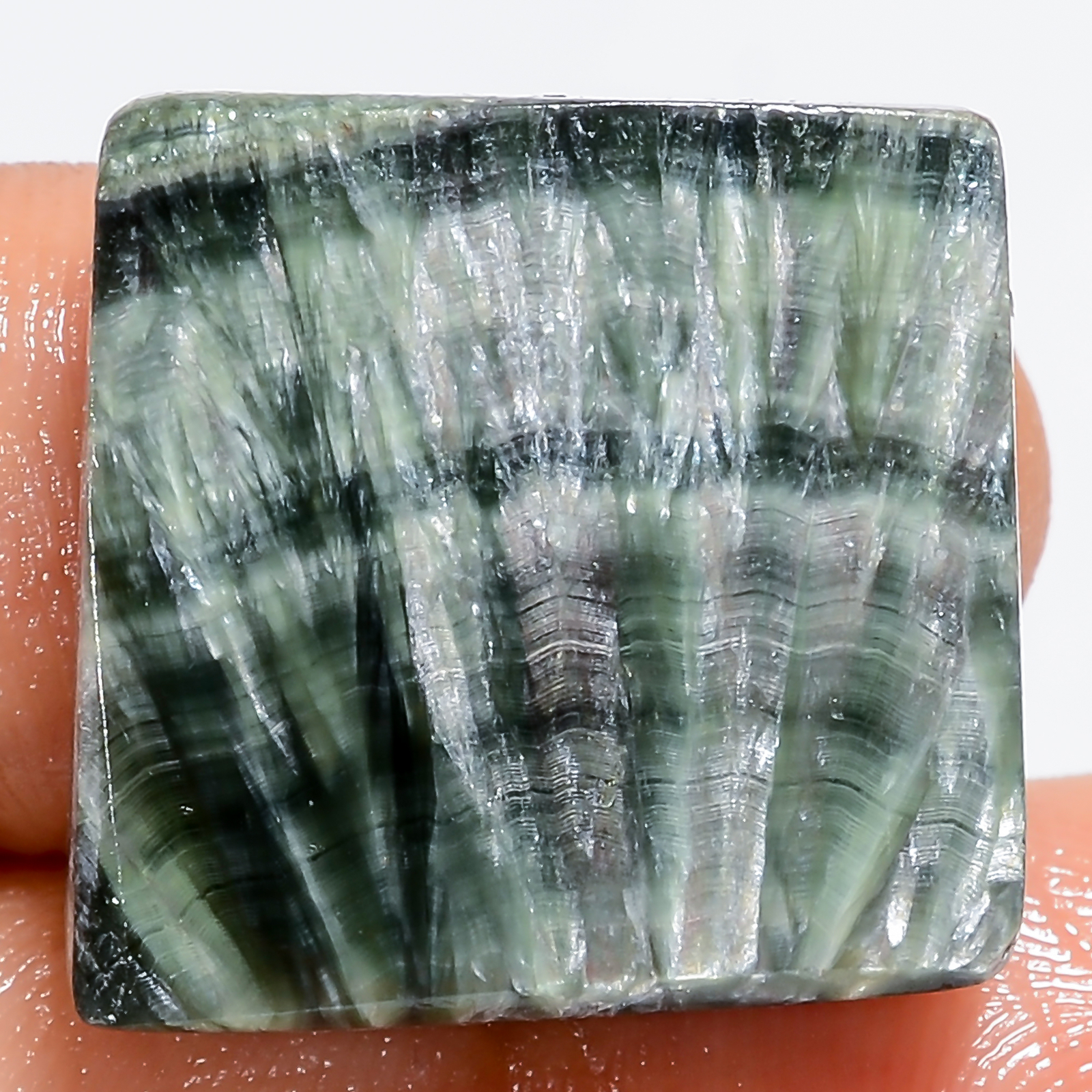 100% Natural Seraphinite Square Cabochon Gemstone 25.5 Ct. 19X19X5 mm EE-49230