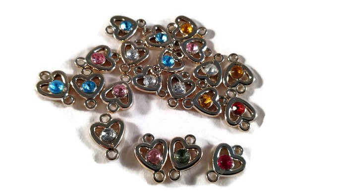Acrylic Connectors Findings Heart Rose Gold At Random Faceted – Set of 10 Charms