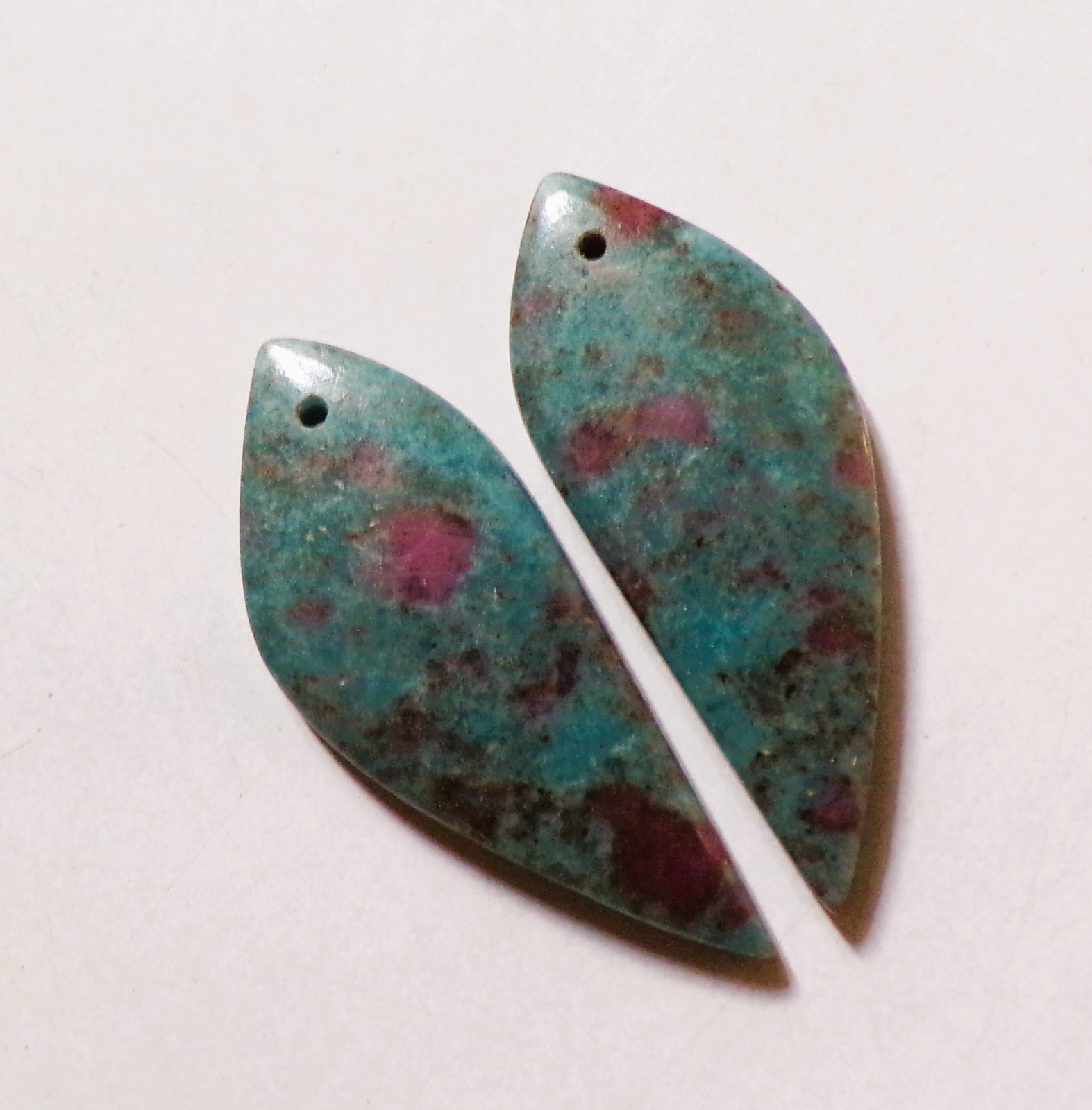 30.25 Cts Natural Kyanite Ruby Drilled Cabochon Match Pair Gemstone 33X13MM 01