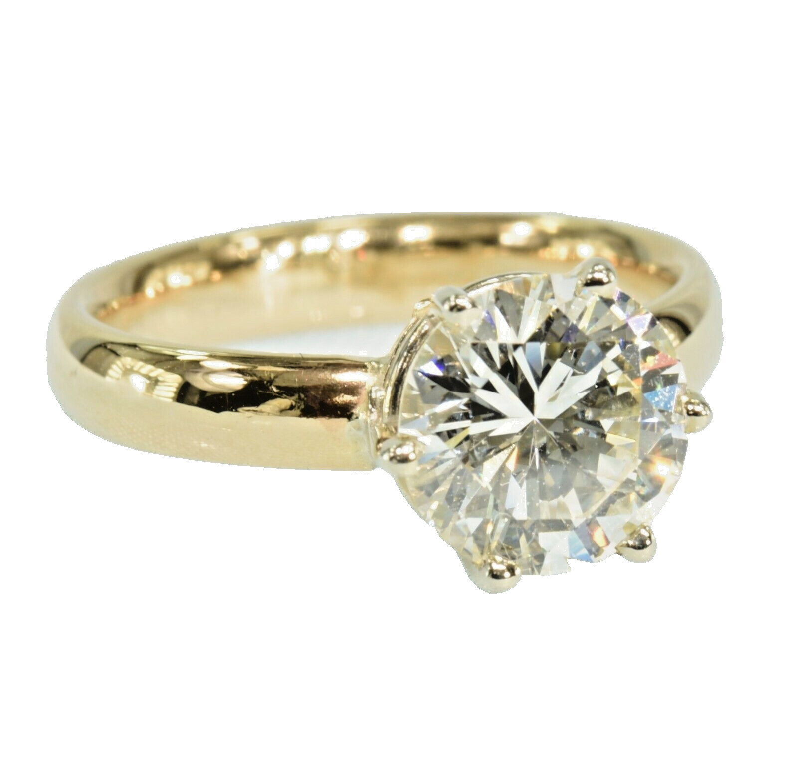 GIA Certified 2.96 Ct. Natural Diamond Vintage 6 prong Solitaire 14k Gold Ring