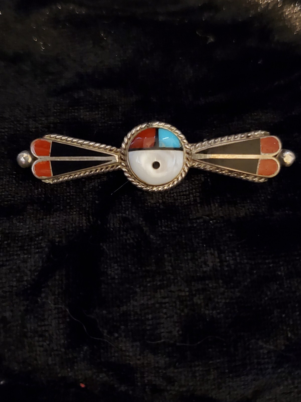 Native American Handmade Silver800 Zuni Tribe Symbol Brooch Pin 1 3/4” In Length