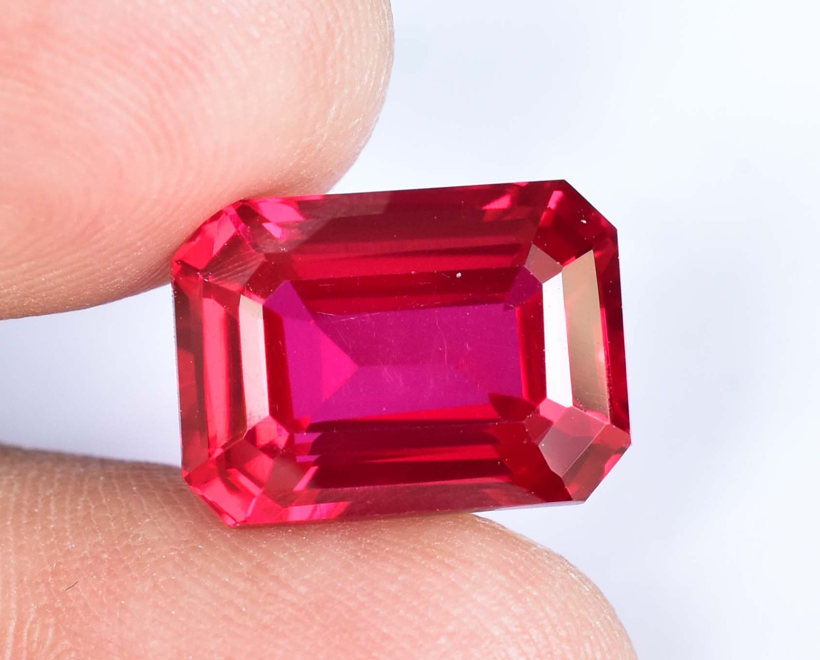 12.00Ct Natural Myanmar Red Spinel Certified Emerald Cut Flawless Loose Gemstone