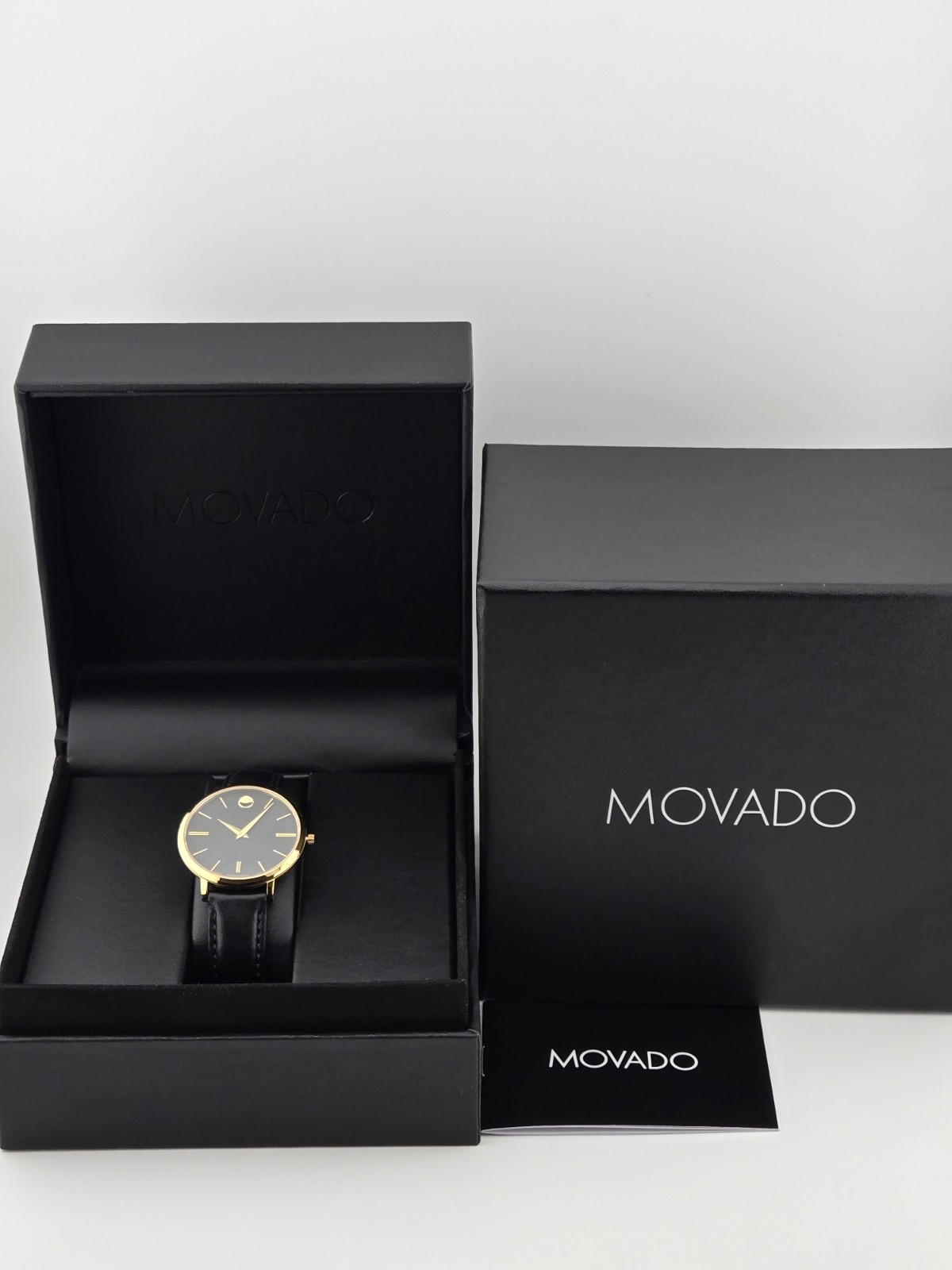 Movado Ultra Slim Women’s Gold Tone Leather Band Watch – 0607091 ($795 MSRP)