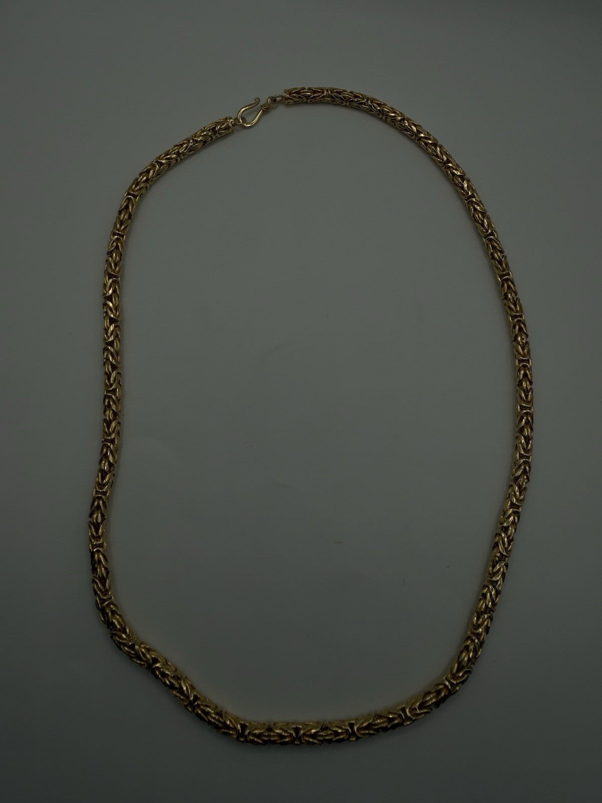 22” 5.2mm Gold Over 925 Sterling Silver Byzantine Chain Necklace Hook Clasp 25g