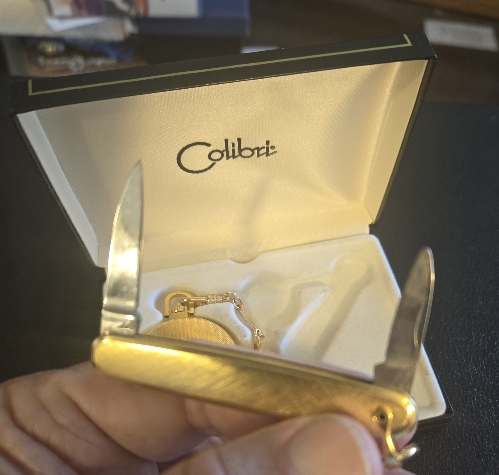 Vintage Colibri Pocket Watch Knife Combo Gold Collection Piece