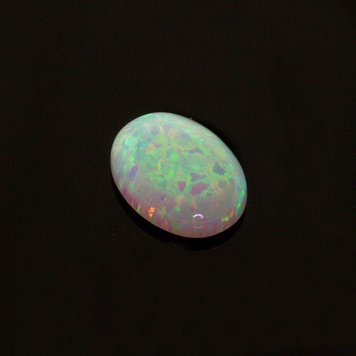 (7x5mm – 14x10mm) Lab Created White Opal Oval Cabochon (Bright flash of colors)