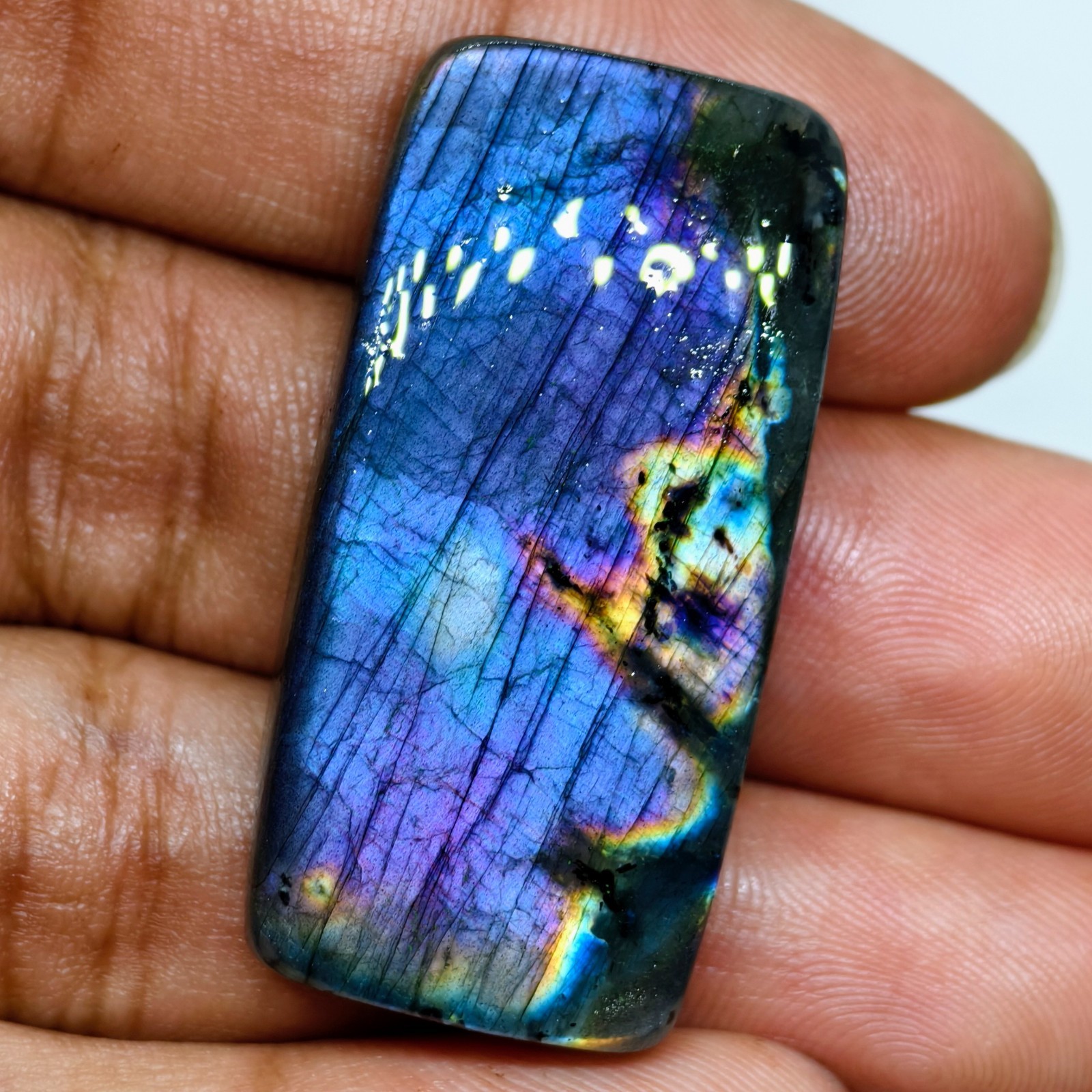 57 Cts Natural Labradorite Cabochon Gemstone For Jewelry 38.9×19.3×6.9 MM