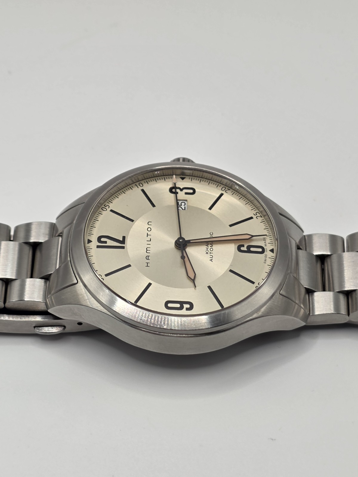 Hamilton Khaki Aviation Beige Men’s Watch, Stainless Steel Band And Leather