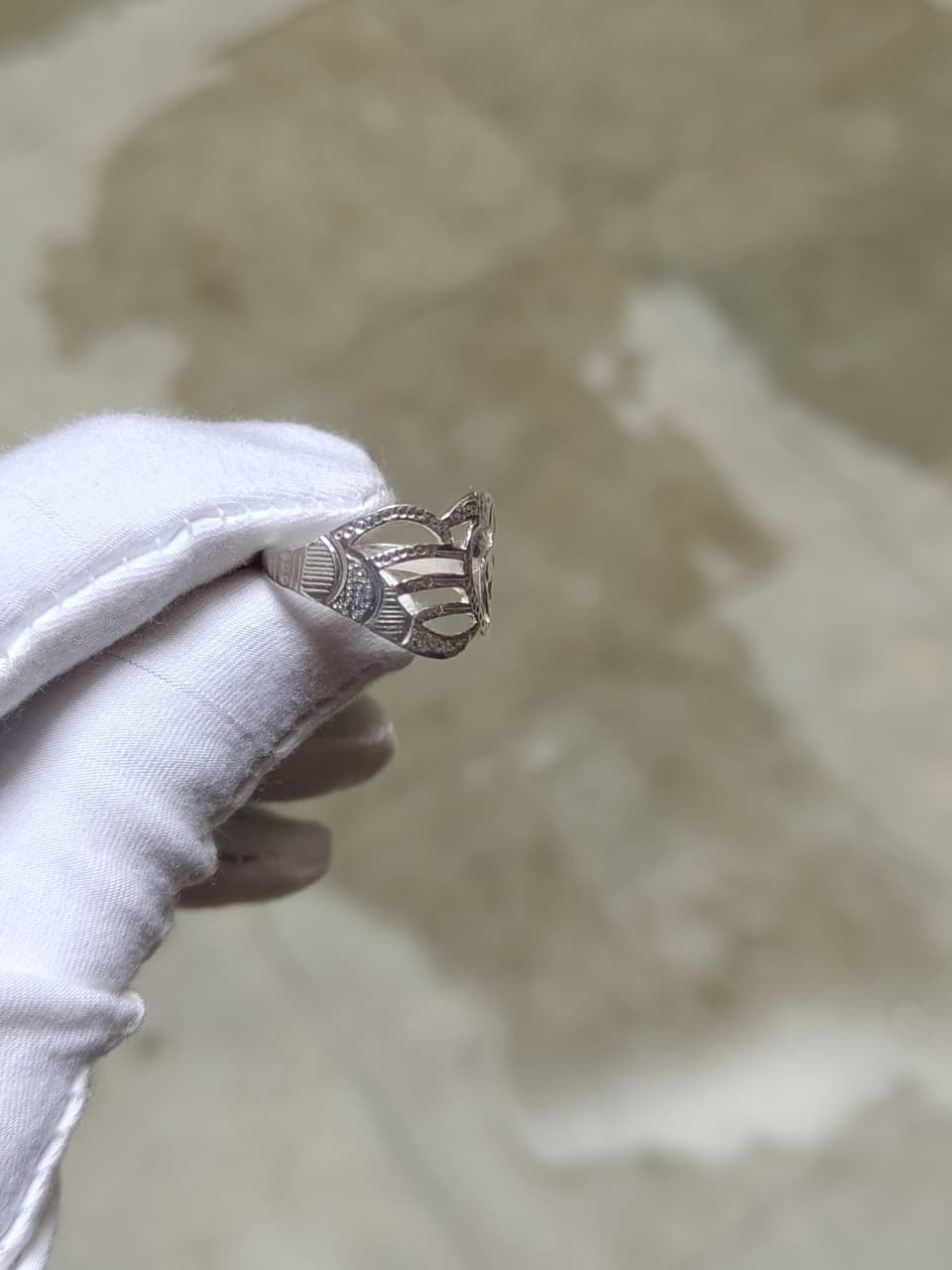 925 Sterling Silver Statement Ring Wide Band Openwork Chunky Cocktail Ring