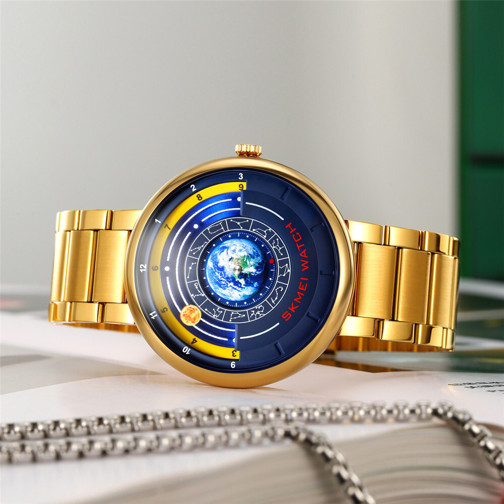 SKMEI Quartz Men Male Steel Blue Creative Casual Sport Wristwatch Watches
