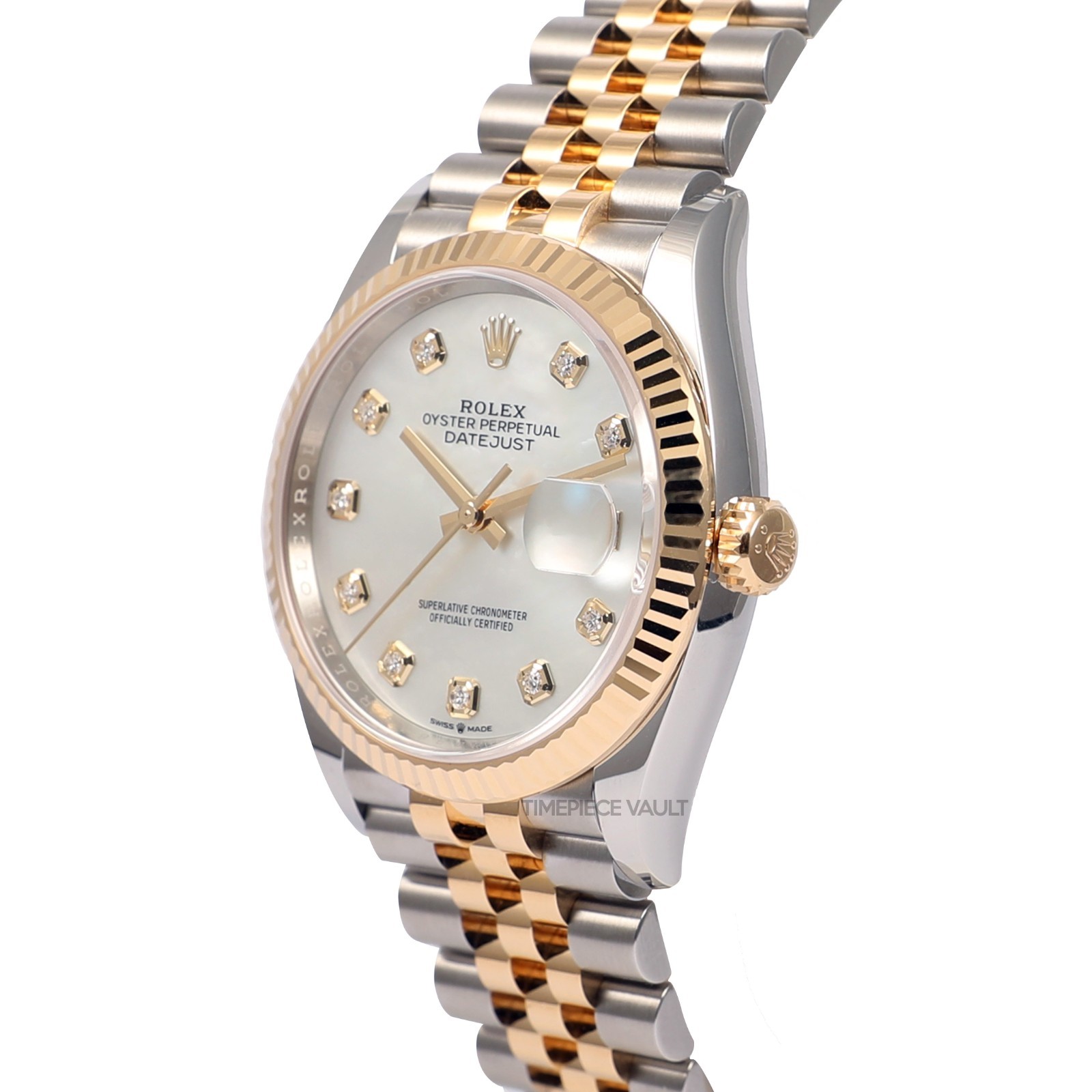 Rolex Datejust 126233 Steel & 18k Gold 36mm Jubilee White MOP Diamond Dial B&P