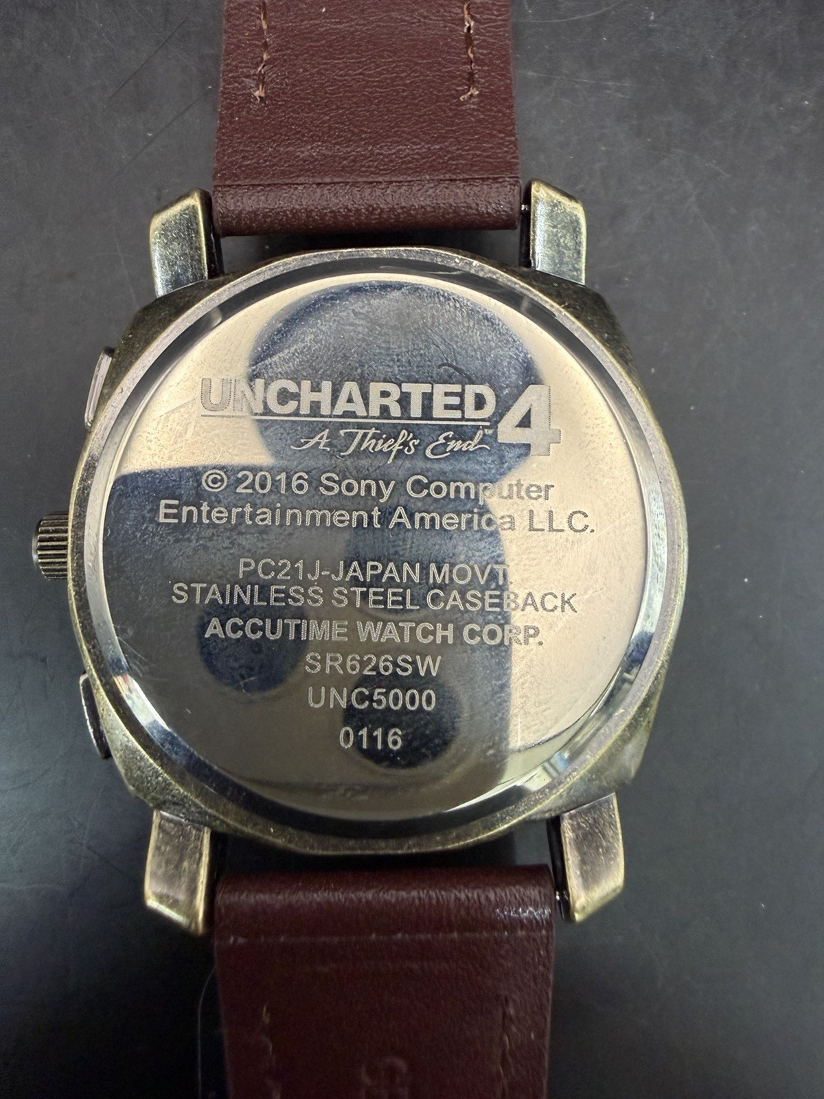 Men’s Sony Uncharted 4 A Thief End Round World Map Dial Brown Leather Watch 07