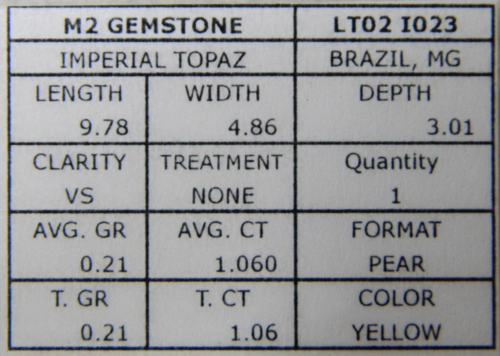 Imperial Topaz 1.06 Ct Clarity VS Pear Cut Natural Golden Brazil I023