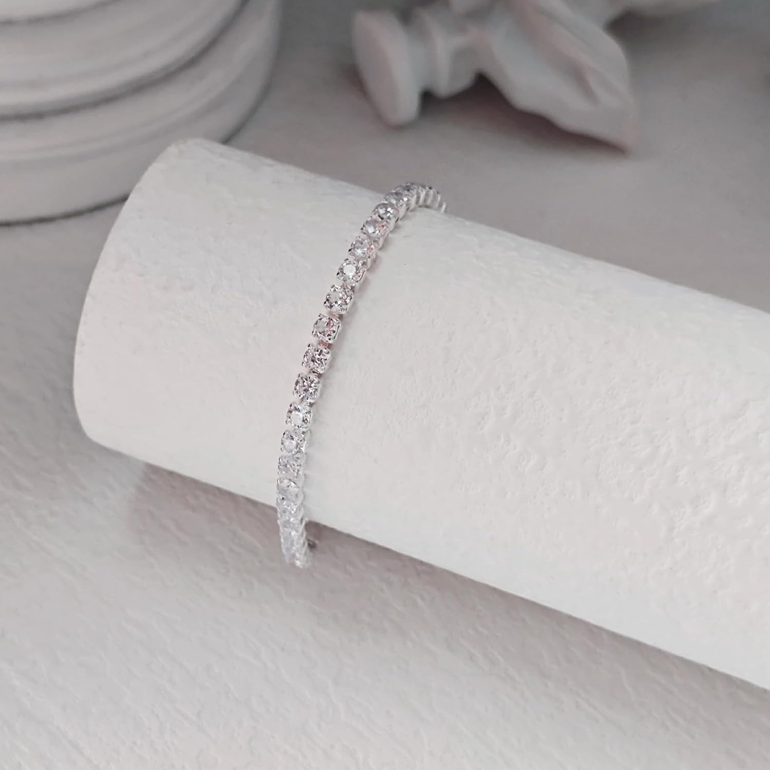 Collar tenis pulsera pendientes mujer plata delicada boda joyeria accesorios