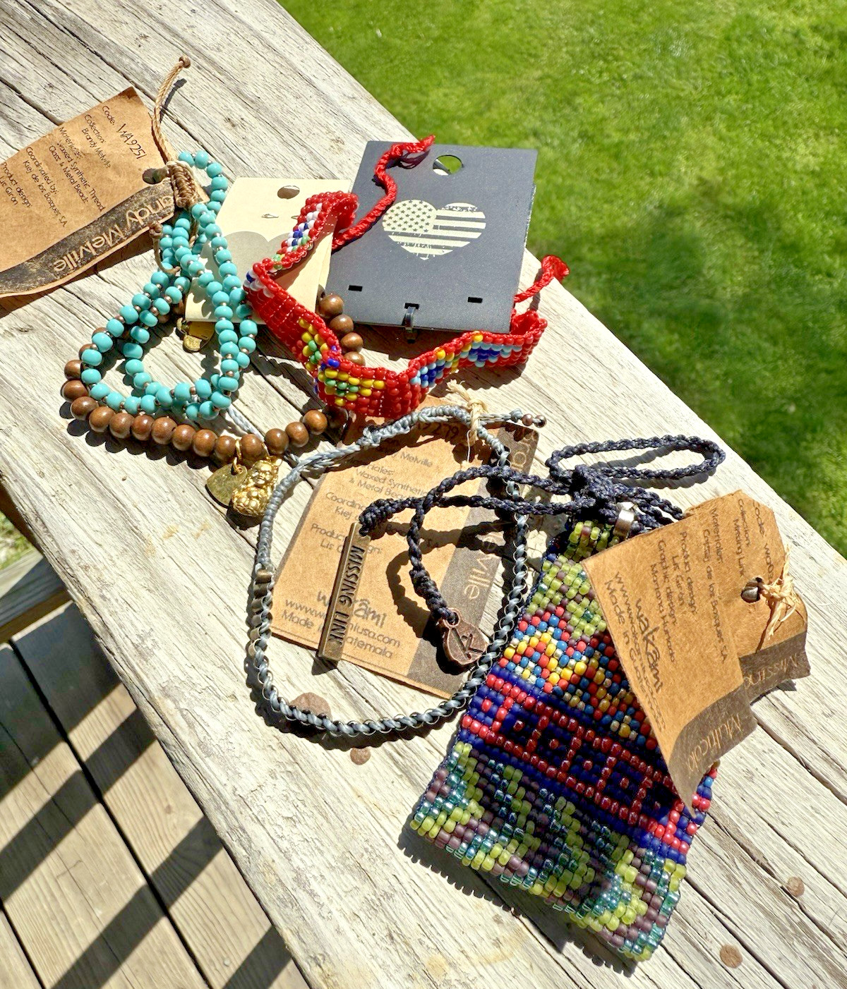 WAKAMI Brandy Melville Beaded Bracelet LOT Beads Hemp Cord Style Guatemala NWTs
