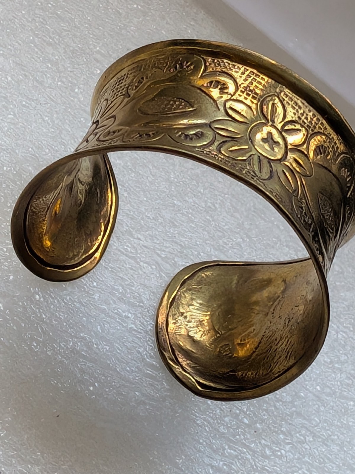 Vintage Statement Ornate Open Wide Cuff Bracelet Brass Engraved 35-41mm Wide 41g