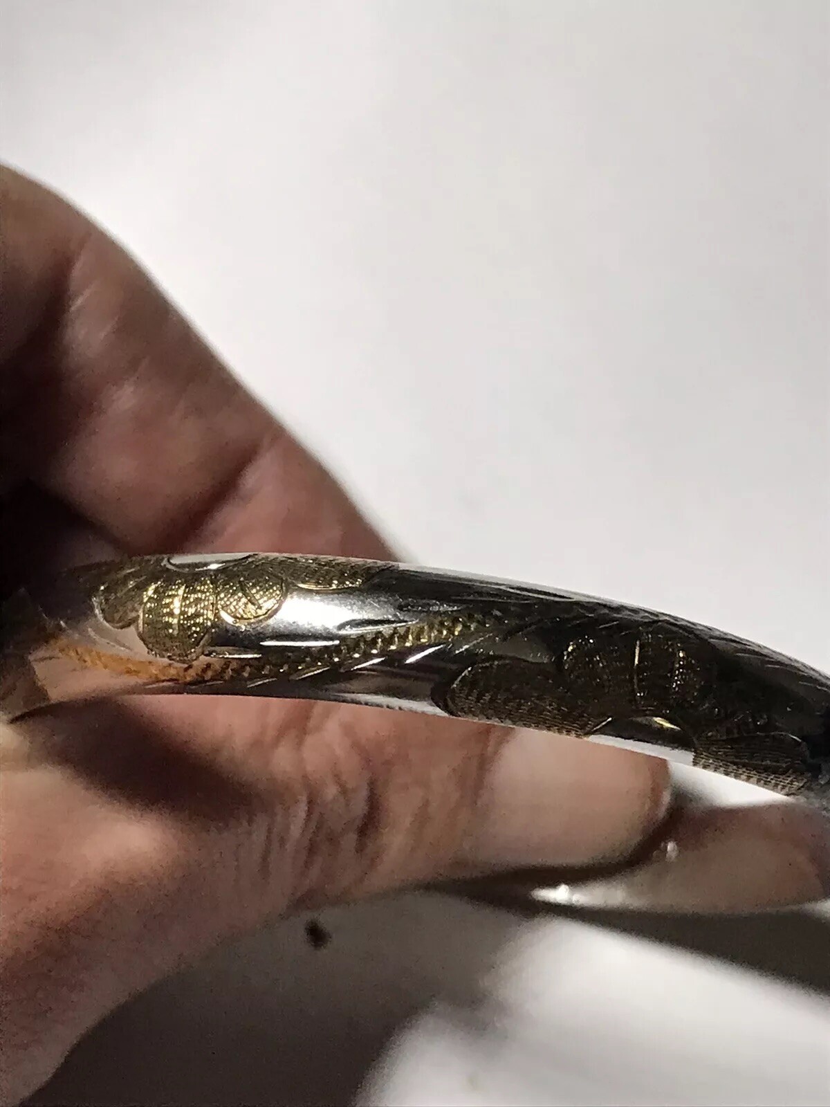 Kids victorian Sterling silver bangle Jewelry With Safety Chain 2.5”