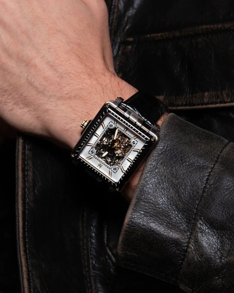MONTIGNAC MOW904 Genuine Black Leather Automatic Men’s Watch