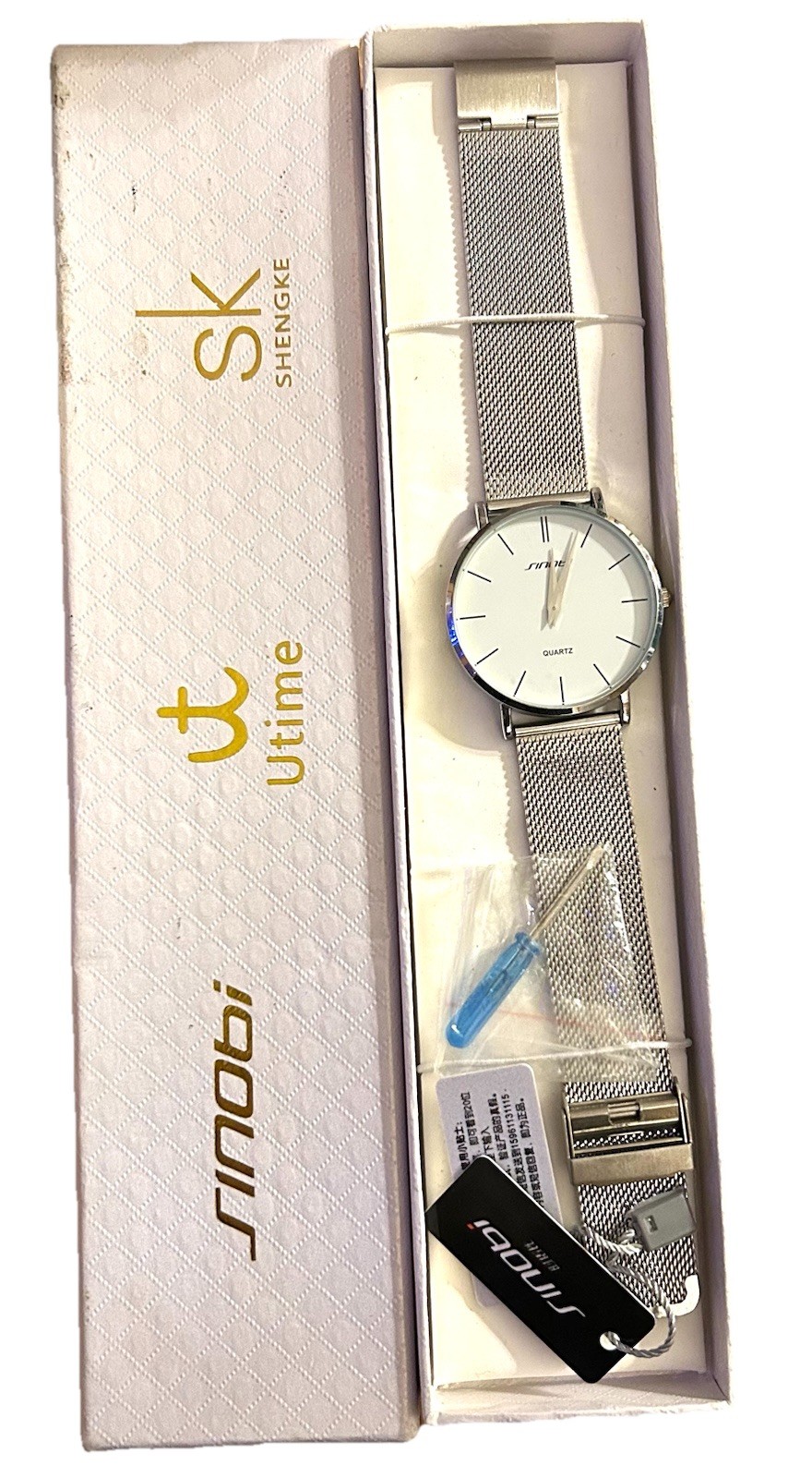 Shengke Sinobi Utime Watch With Silver Mesh Band New In Box B#1