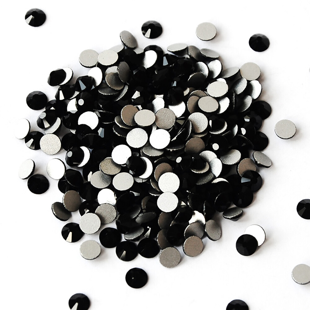 Jet Non Hotfix Flatback Glass Stones Crystal Glue On Black Rhinestones Strass