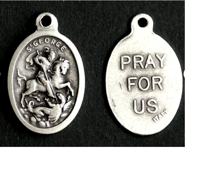 SAINT GEORGE FAITH BLESS PROTECTION MEDAL Pendant 18″ 925 Sterling Silver Chain