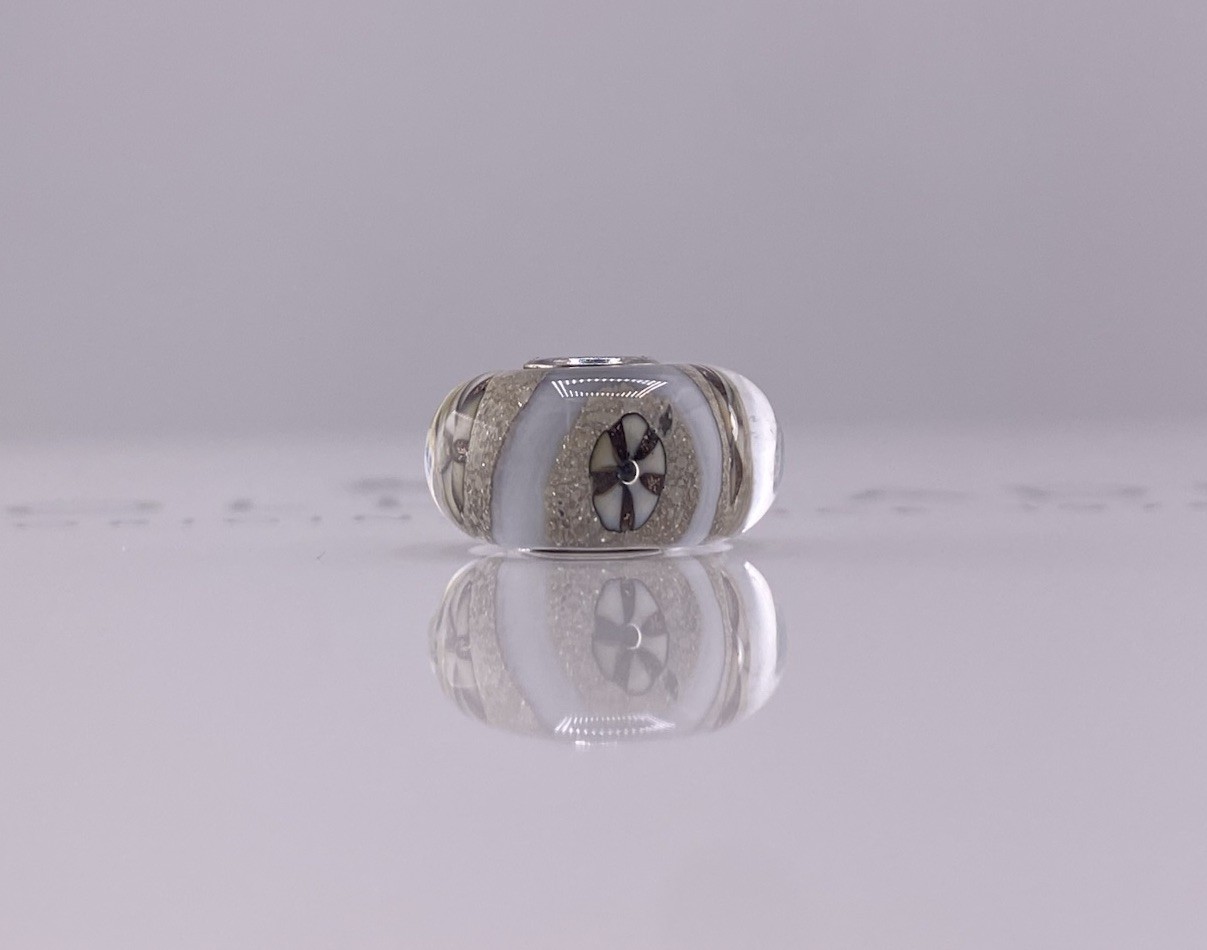 Trollbeads Sand Bead NEW Rare Neutral Beige White Glass Sterling Silver Core