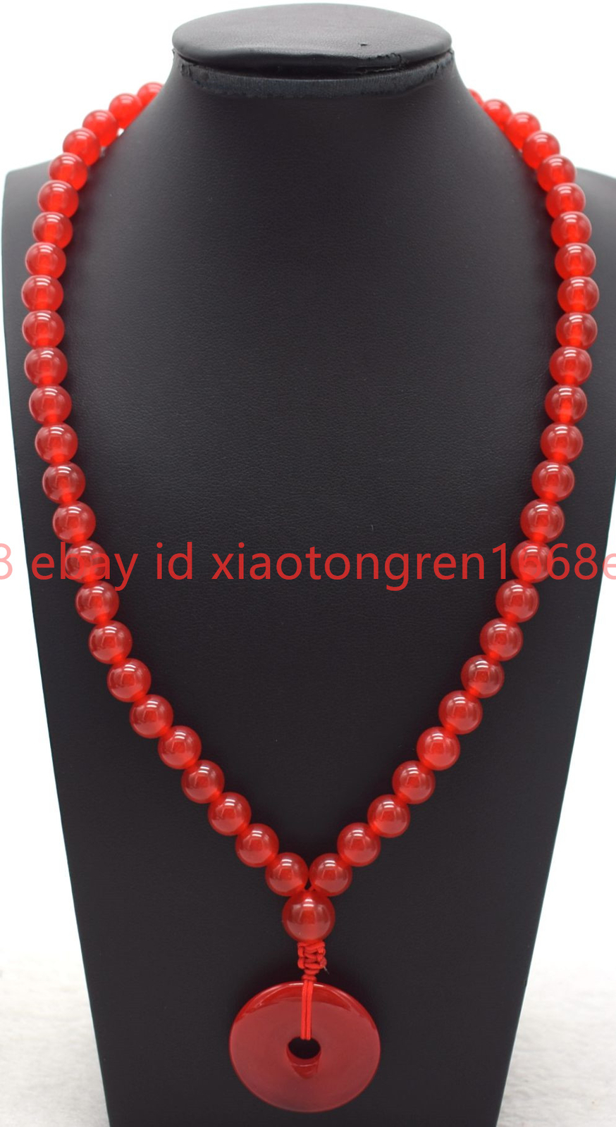New 8/10/12mm Lavender /Red Jade Gems & 30mm Circle Donut Pendant Necklace 18in