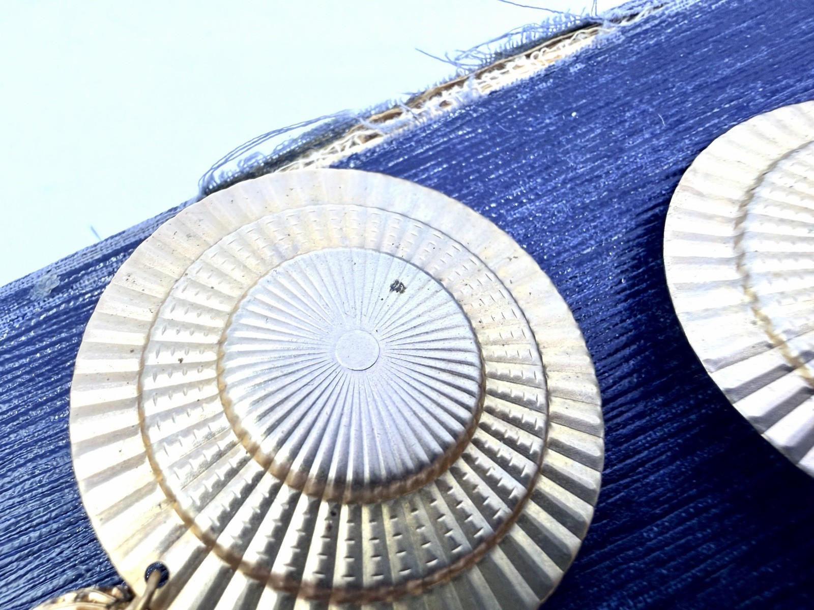 Vintage 1980s Gold Tone Brass Egyptian Revival Earrings Imperfect NOS RO-DO HG