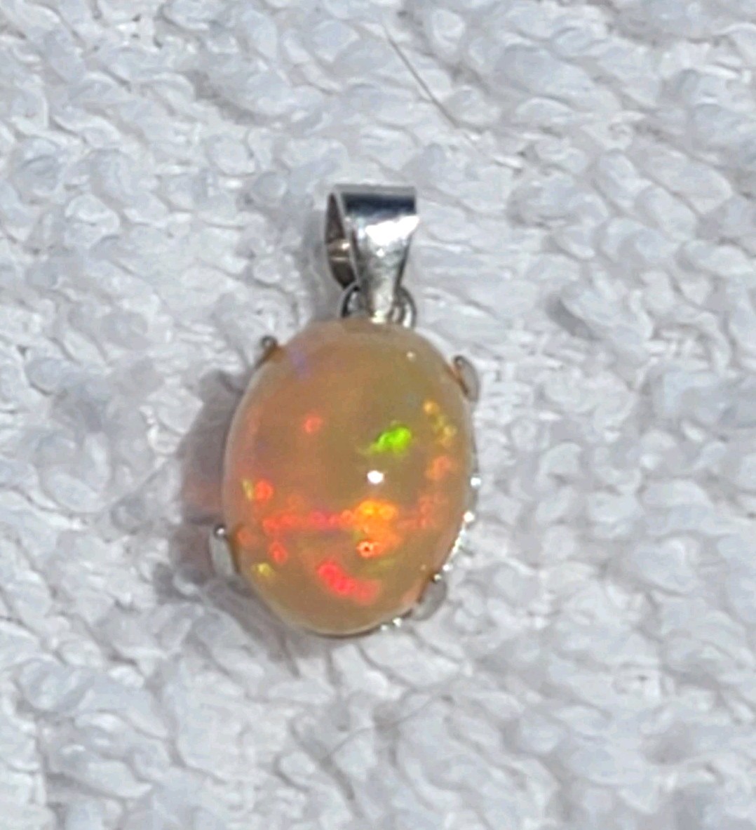 Ethiopian Honey Hue Fire Opal Natural 10X8/925 Sterling Silver (SEE DETAILS)