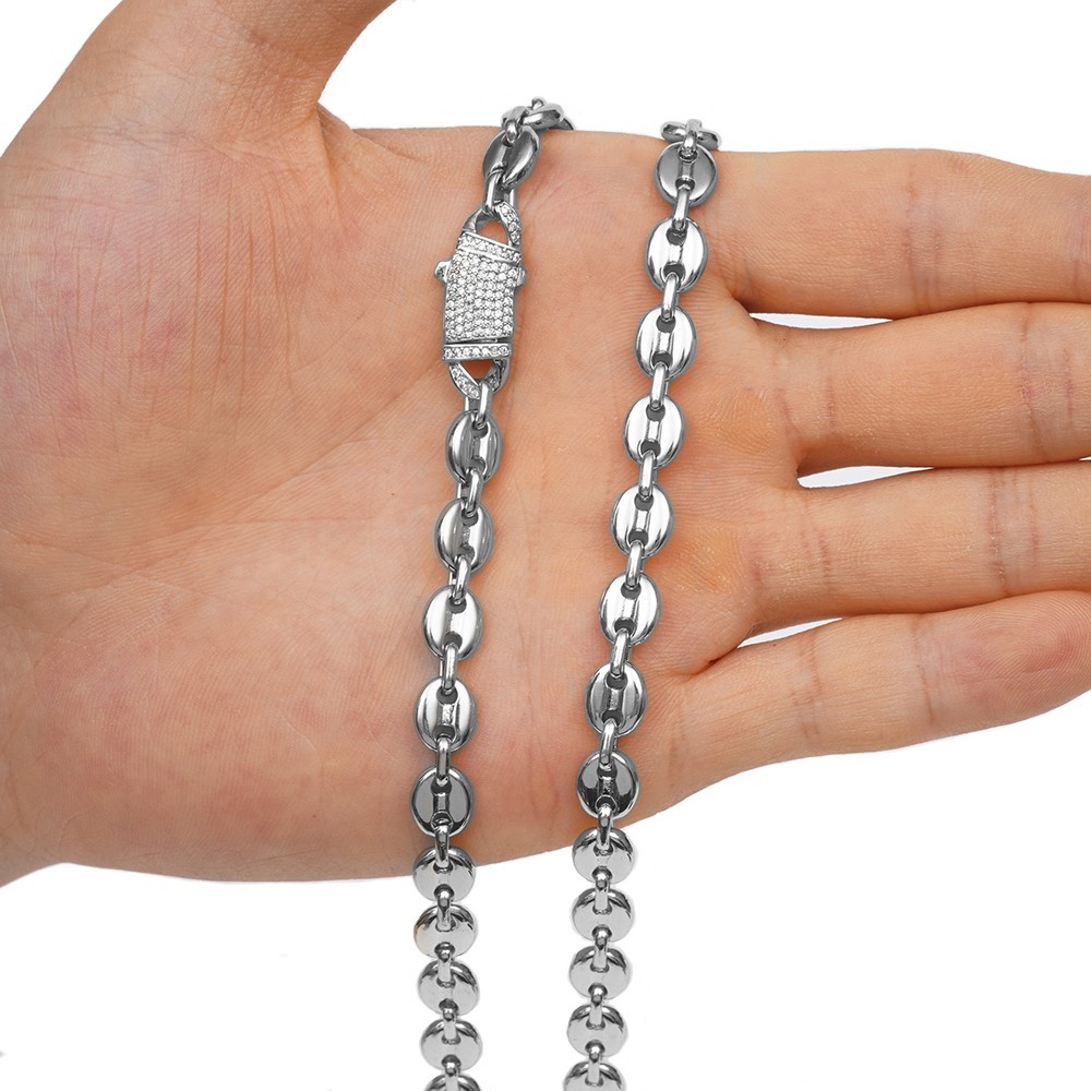 Fashion Men Women’s Stainless Steel Coffee Beads Chain Necklace 7mm*60cm