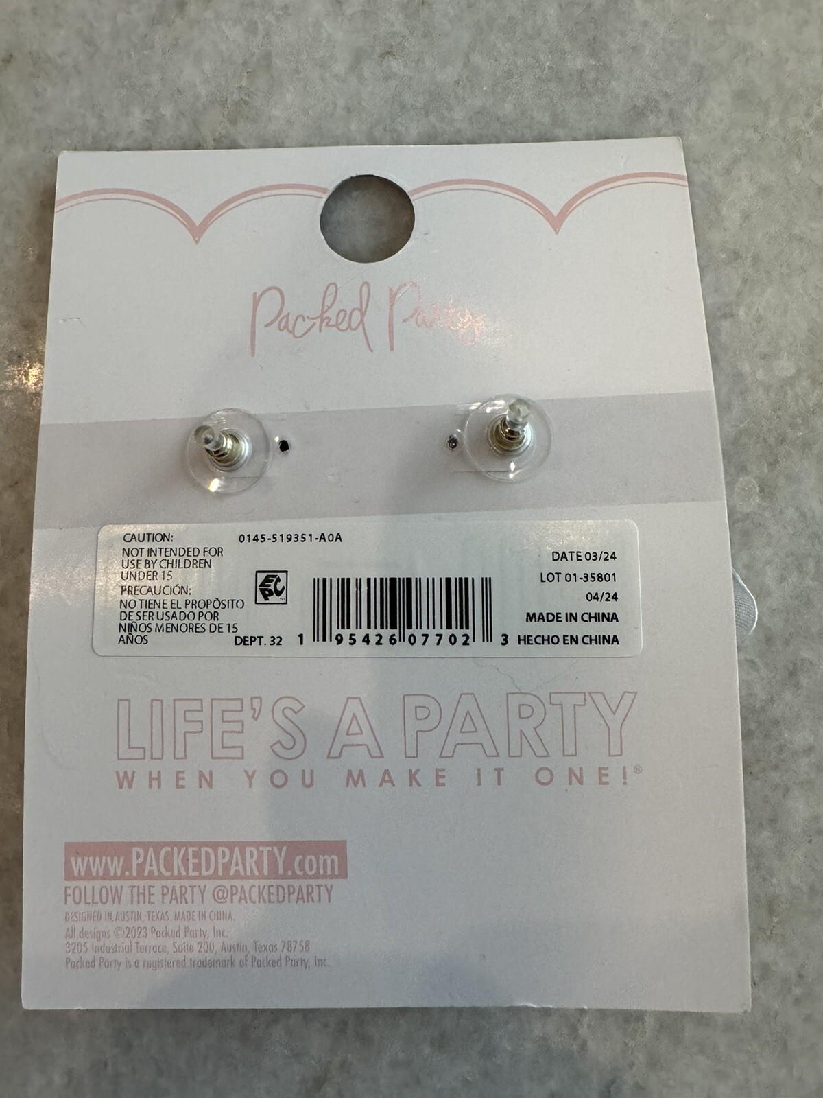 PACKED PARTY Goldtone MRS Wedding Bride Earrings Marriage Faux Diamond