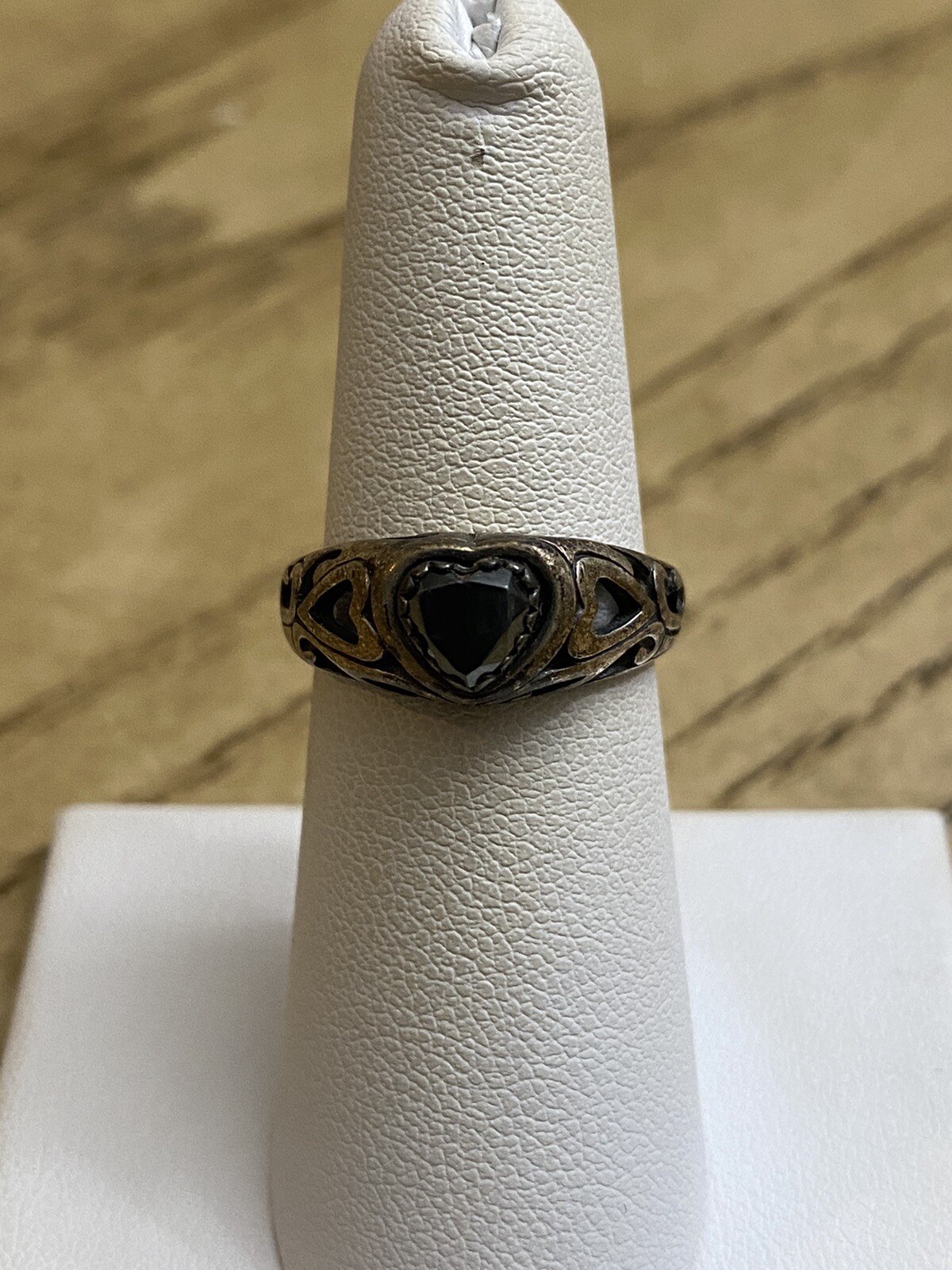Wheeler Mfg. Vintage Navajo Inspired 925 Sterling Hematite Stone Ring Sz 6.25