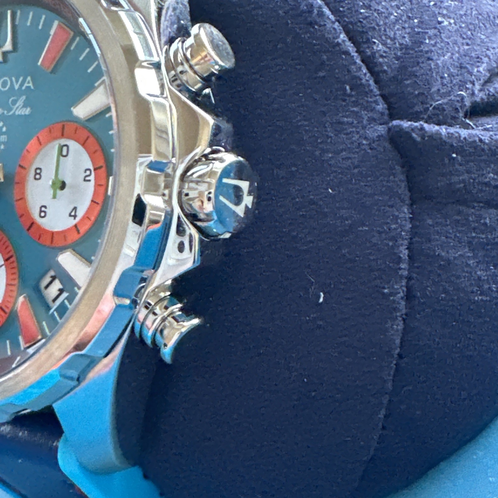 Bulova Men’s Marine Star Chronograph Small Second Quartz Blue Watch 43MM 96B460