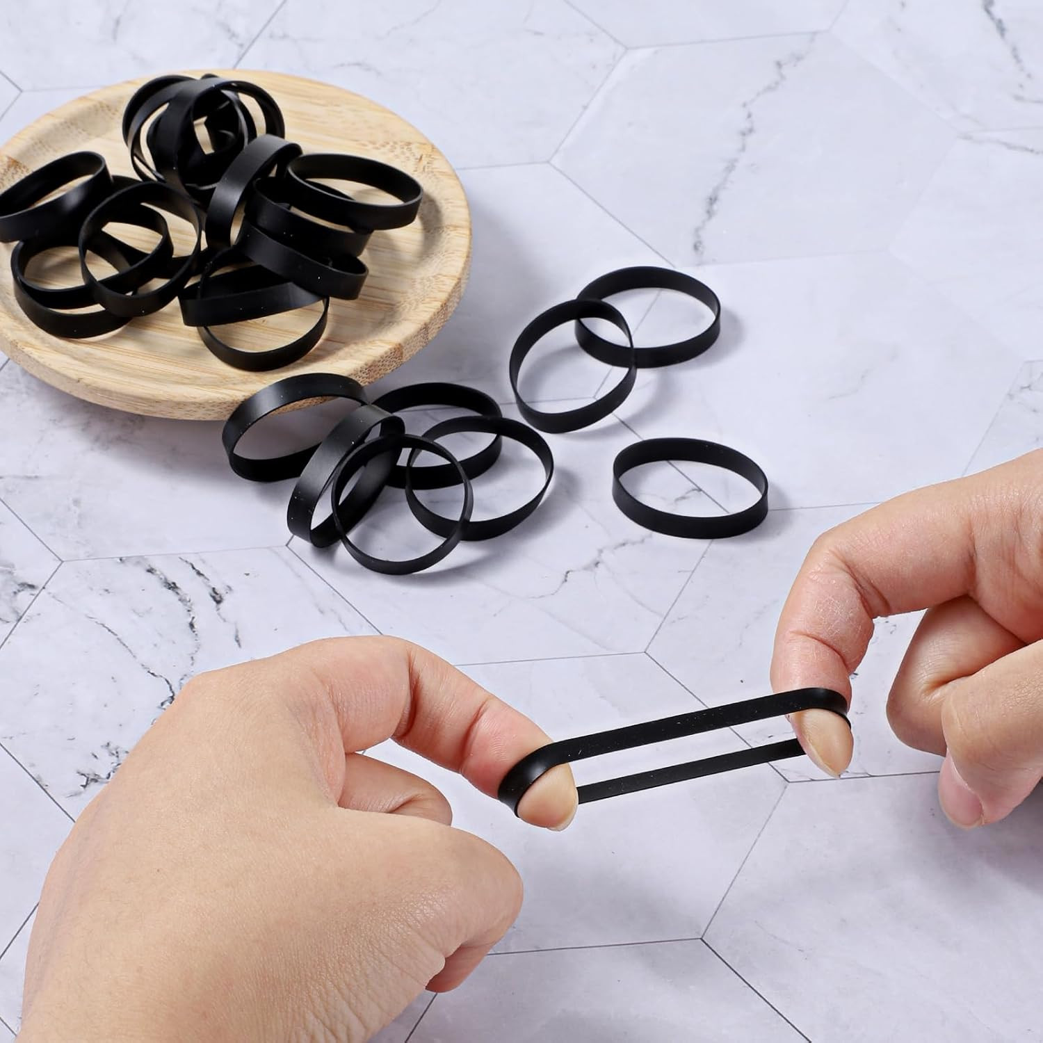 100 PCS Silicone Rubber Bands, 1″/25Mm Diameter Black Small Rubber Bands Elastic