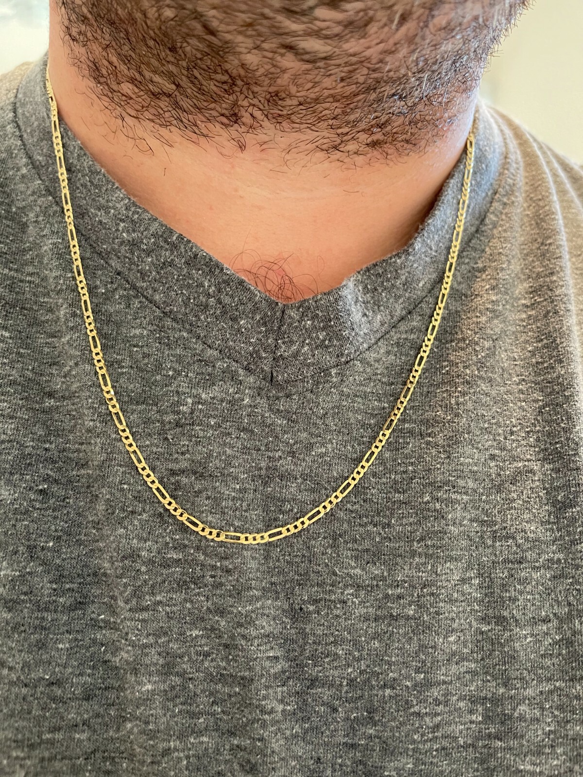 14k Gold Plated Solid 925 Sterling Silver Figaro Chain Necklace Mens Ladies Flat