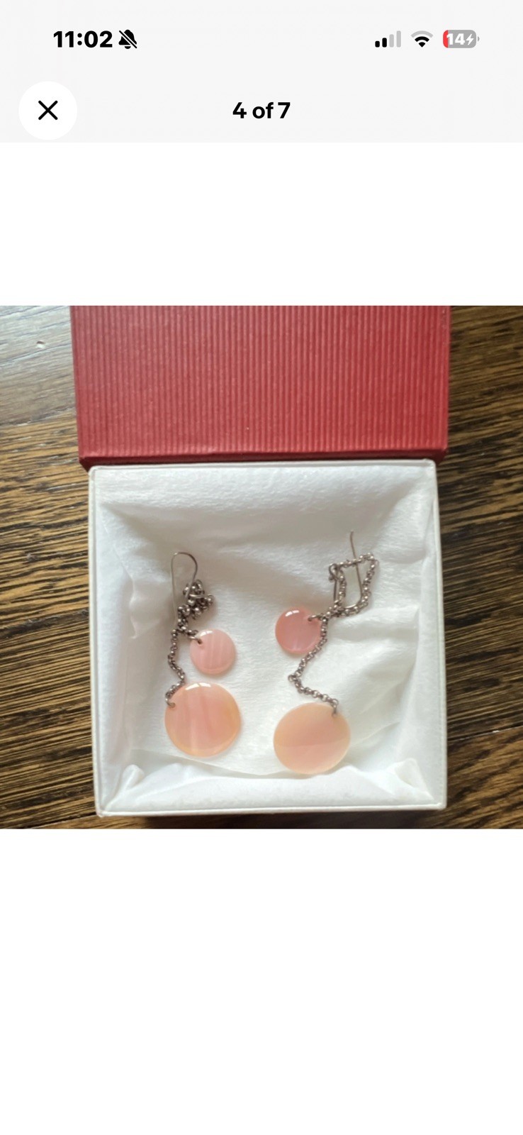 Jessica Hicks Mother of Pearl Necklace & Earrings Set Round Pink Brown White